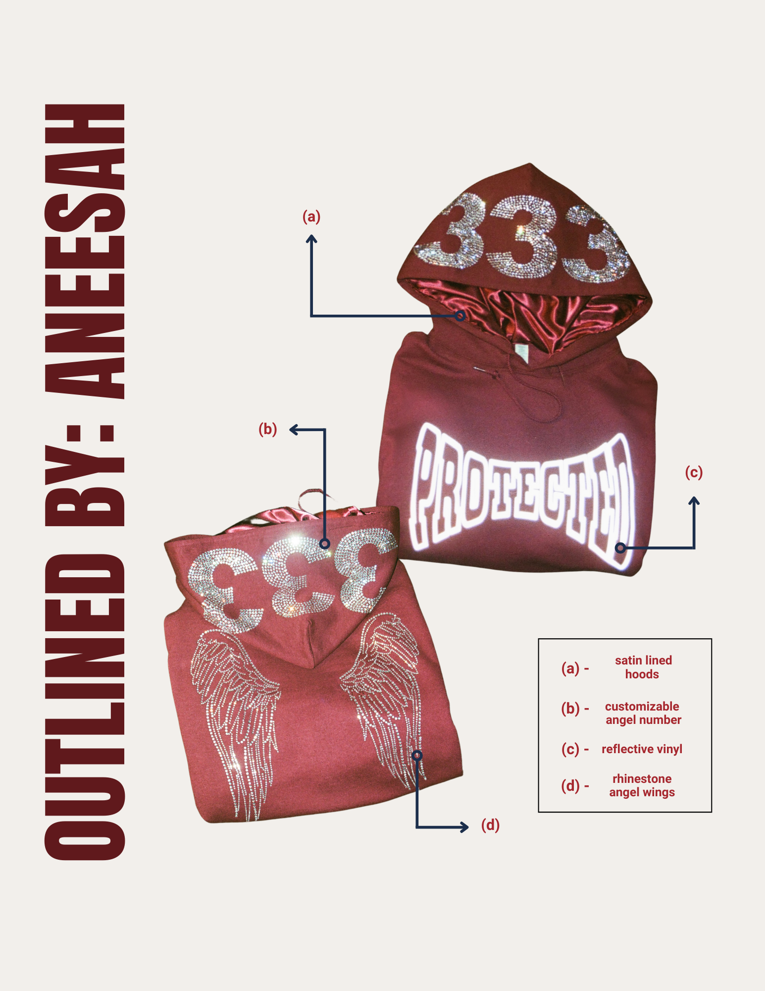 Burgundy Satin-Lined Pull-Over Hoodie